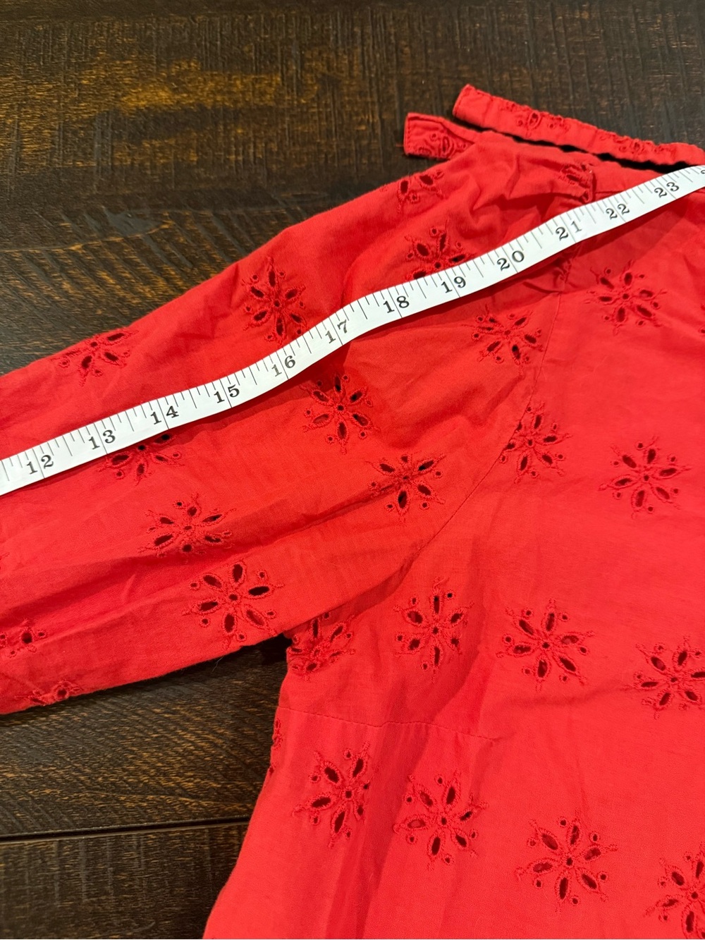 Madewell Eyelet Keyhole Peplum Top Red Cotton Blouse Medium - Picture 10 of 11